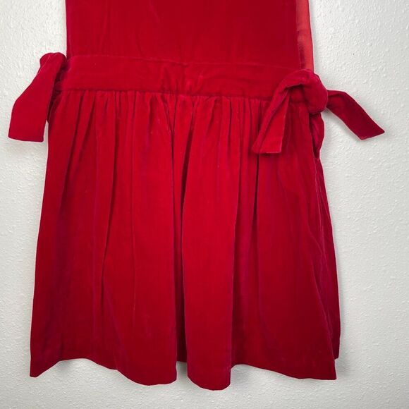 VTG Red Velvet Square Neck Overall Tie Waist Dress - Picture 4 of 8